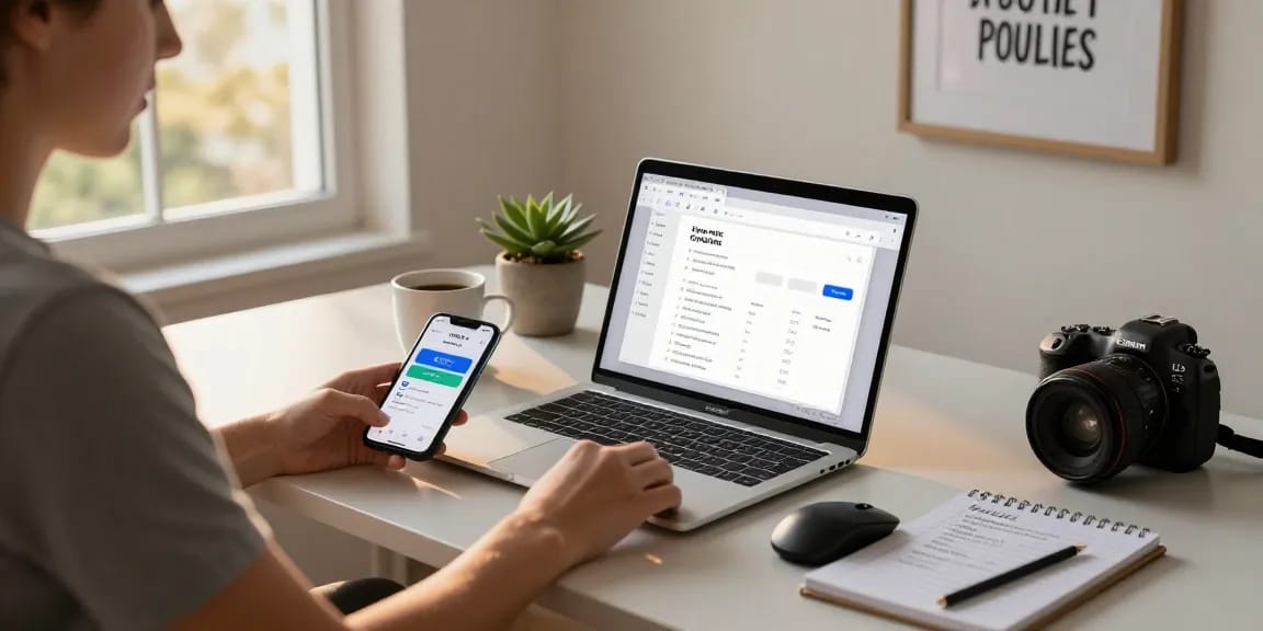 WPS Download showcased in modern home workspace with laptop, coffee, and tech gadgets.