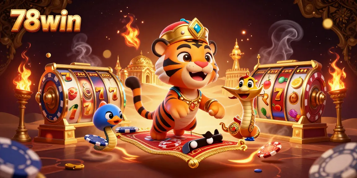 Experience thrilling games at 78win with a fantastic Arabian Nights scene featuring jackpot slots.