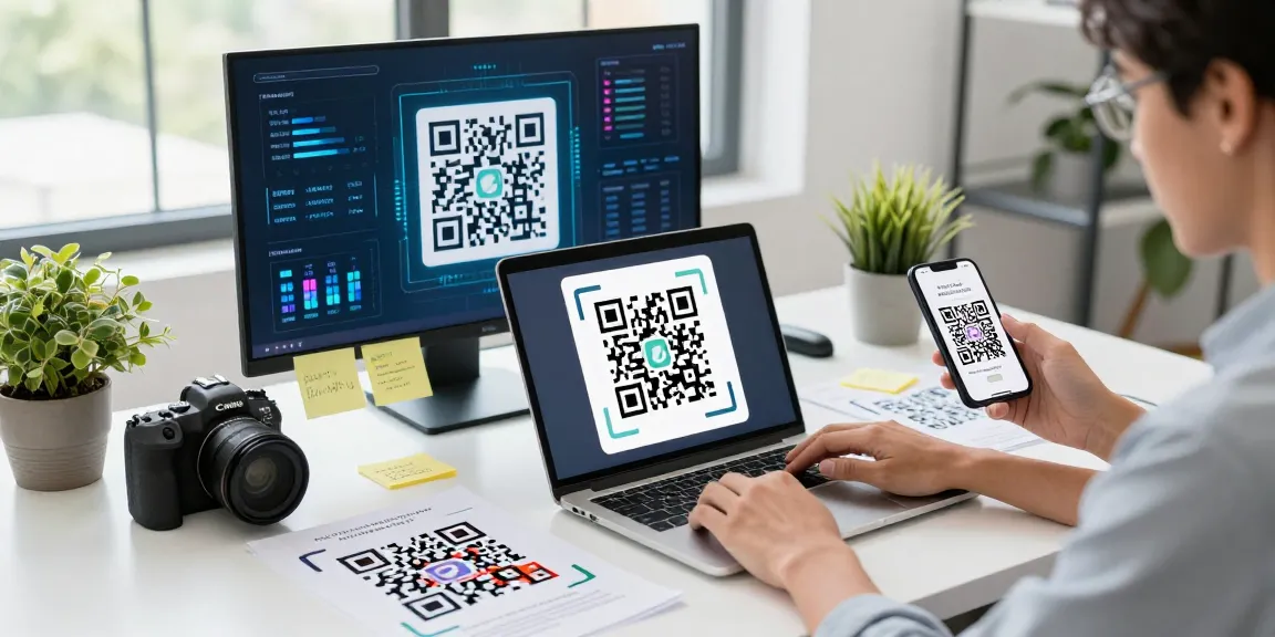 Discover innovative QR Code Generator Canada solutions in a vibrant tech office.
