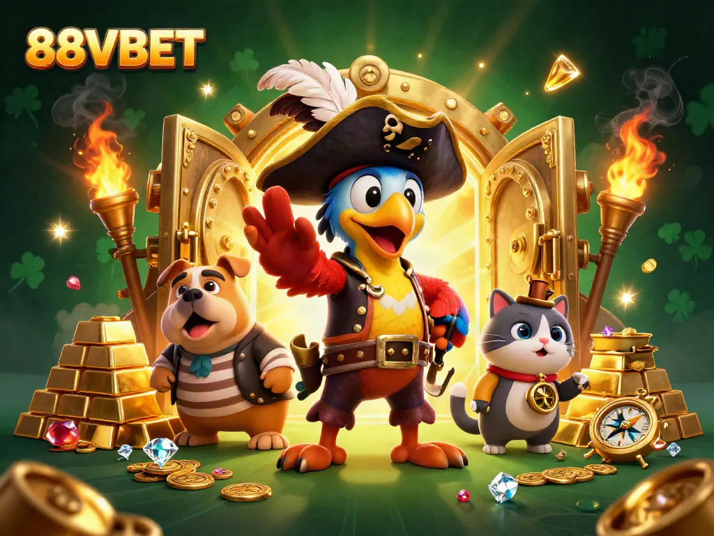 Engage in thrilling adventures with 88VBET as treasure hunters uncover riches in a vibrant casino world.